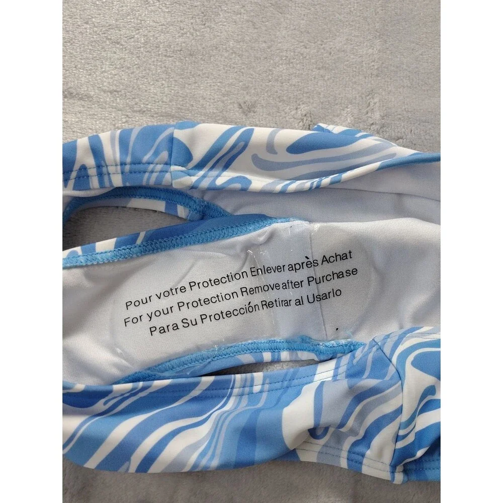 Kanu Surf Blue & White Marble Print Gigi Criss Cross Tankini Size 12 New